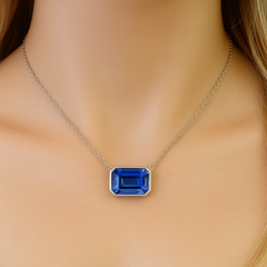 SPECIAL!1.50ct G SI 14K White Gold Bezel Set Tanzanite Gemstone Pendant 18" Long