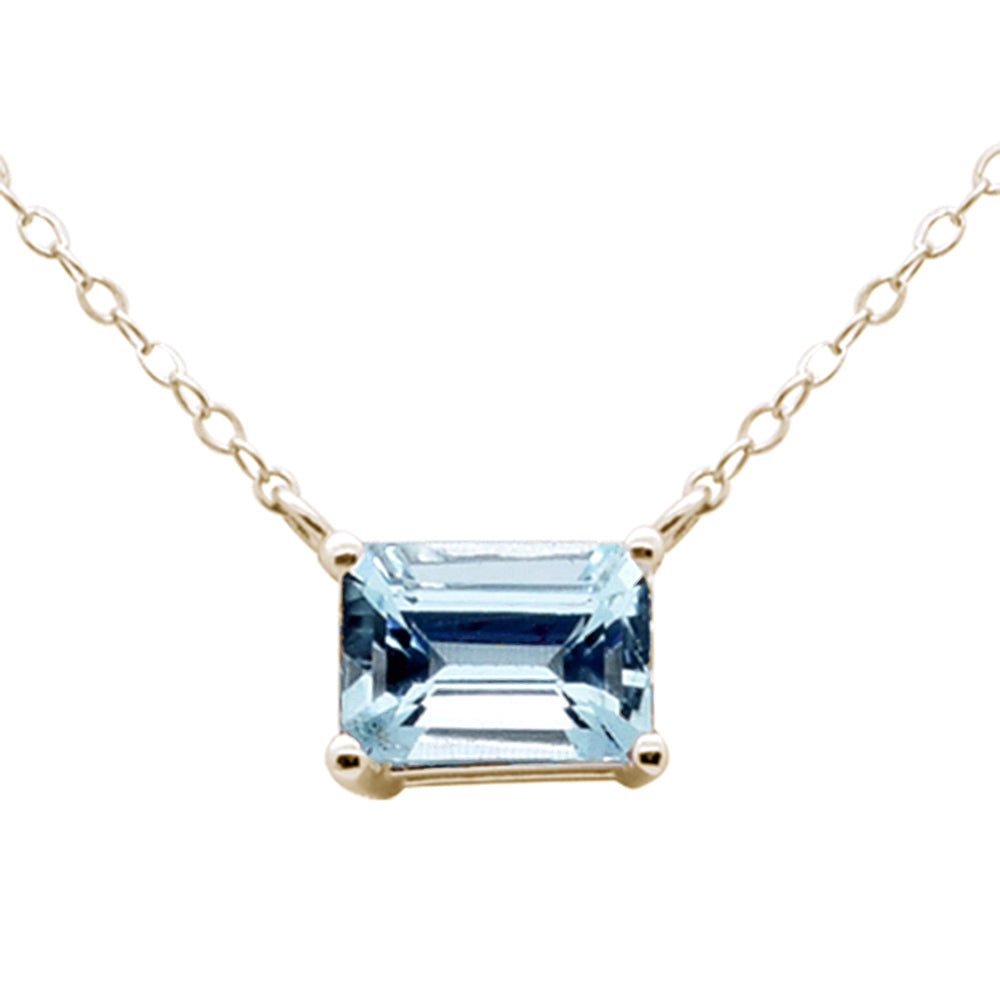 SPECIAL! .76ct G SI 14K Yellow Gold Aquamarine Gemstone Solitaire Pendant Necklace 18" Long