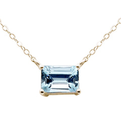 SPECIAL! .76ct G SI 14K Yellow Gold Aquamarine Gemstone Solitaire Pendant Necklace 18" Long