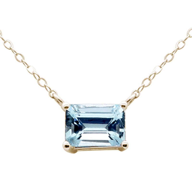 SPECIAL! .76ct G SI 14K Yellow Gold Aquamarine Gemstone Solitaire Pendant Necklace 18" Long