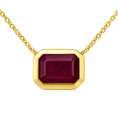 SPECIAL! 1.12ct G SI 14K Yellow Gold Ruby Gemstone Bezel Set Pendant Necklace 18" Long Chain