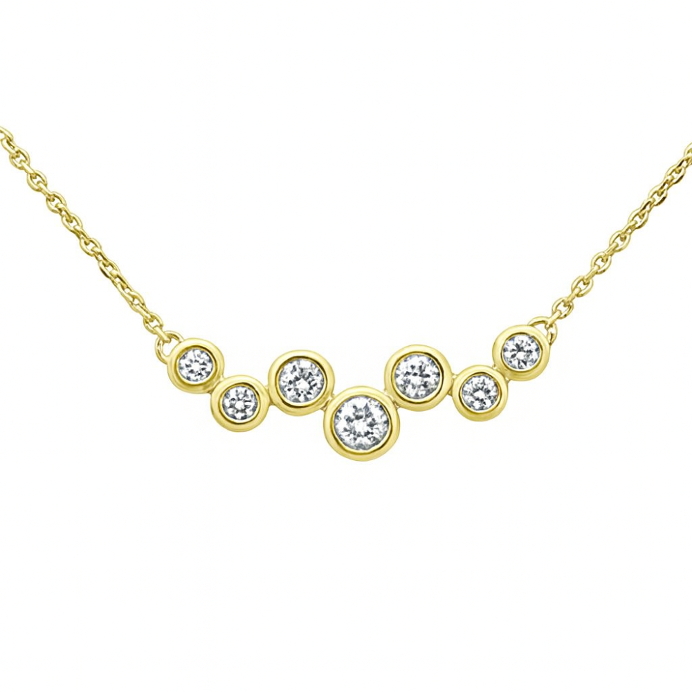 SPECIAL!.26ct G SI 14K Yellow Gold Diamond Round Shape Bezel Set Elegant Pendant Necklace 16+2" Long Chain