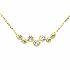 SPECIAL!.26ct G SI 14K Yellow Gold Diamond Round Shape Bezel Set Elegant Pendant Necklace 16+2" Long Chain