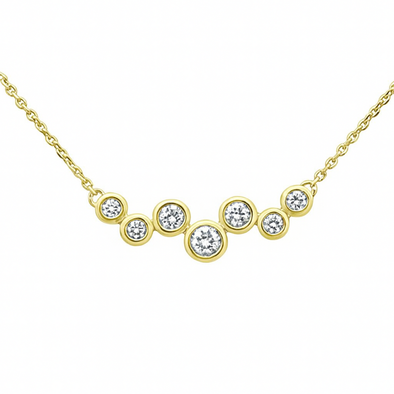 SPECIAL!.26ct G SI 14K Yellow Gold Diamond Round Shape Bezel Set Elegant Pendant Necklace 16+2" Long Chain