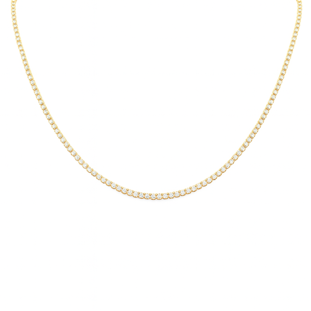 SPECIAL!3.01ct G SI 14K Yellow Gold Diamond Elegant Tennis Necklace 18" Long