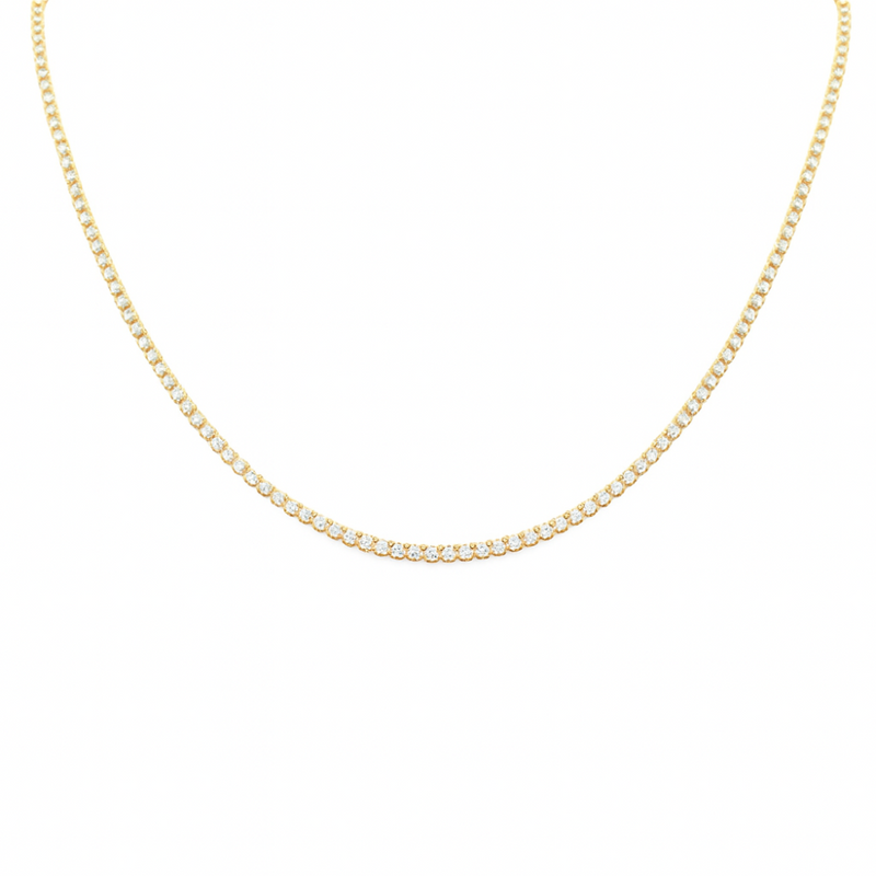 SPECIAL!3.01ct G SI 14K Yellow Gold Diamond Elegant Tennis Necklace 18" Long