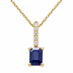 SPECIAL! 1.24ct G SI 14K Yellow Gold Diamond & Blue Sapphire Gemstone Pendant Necklace 18" Chain