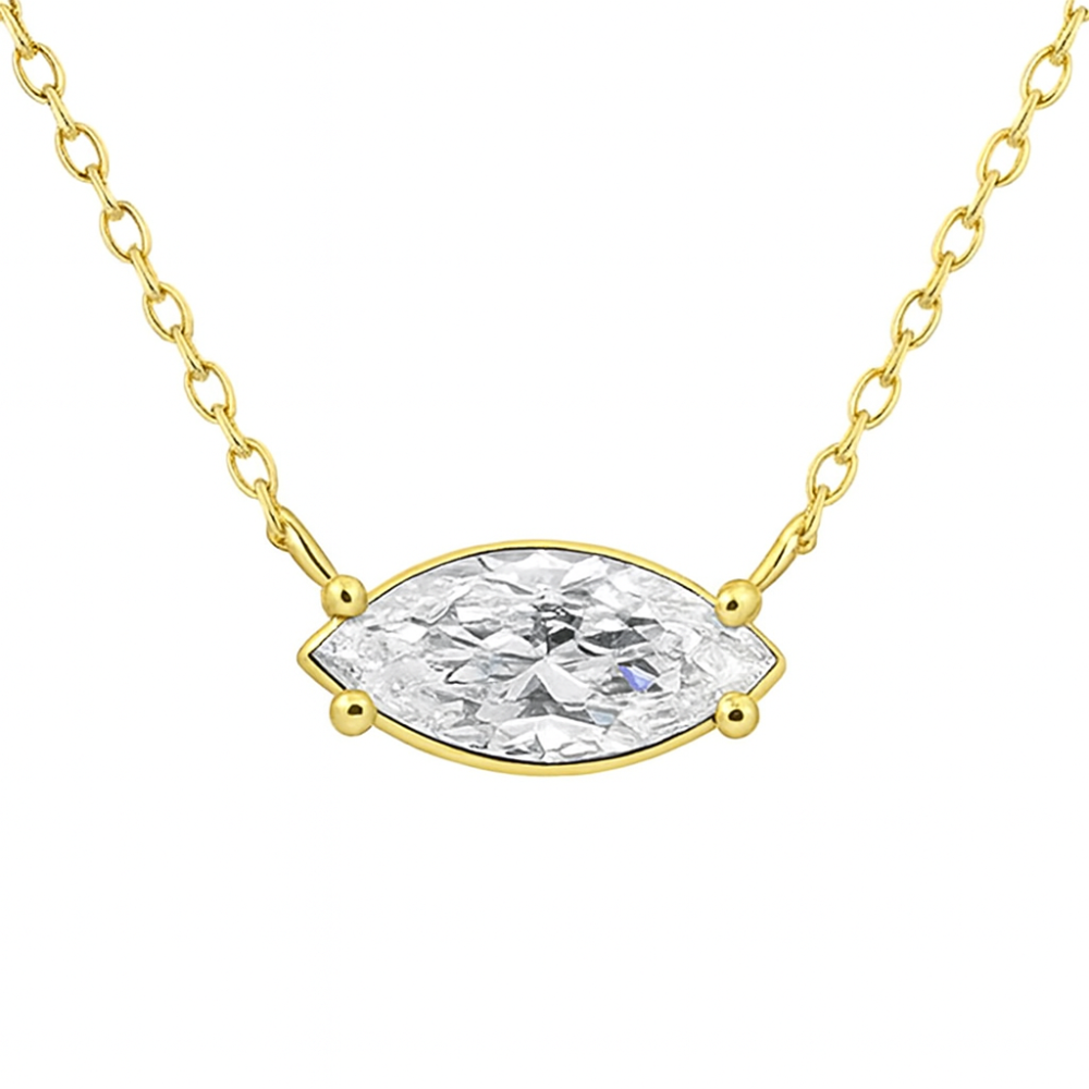 SPECIAL!.60ct G SI 14K Yellow Gold Marquise Cut Diamond Solitaire Pendant Necklace 18" Long