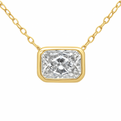 SPECIAL!.71ct G SI 14K Yellow Gold Bezel Set Radiant Cut Diamond Solitaire Pendant Necklace  18" Long