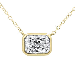 SPECIAL!1.02ct G SI 14K Yellow Gold Radiant Cut Diamond Solitaire Pendant Necklace  18" Long