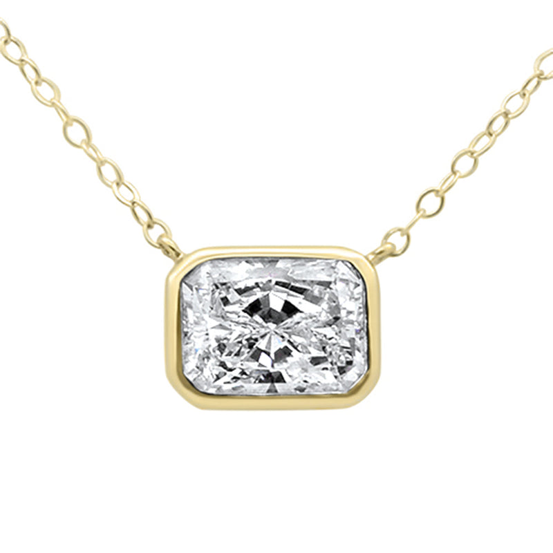 SPECIAL!1.02ct G SI 14K Yellow Gold Radiant Cut Diamond Solitaire Pendant Necklace  18" Long