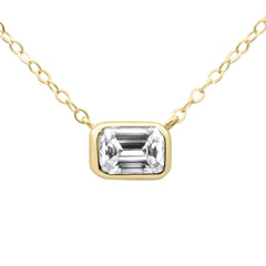 SPECIAL!.32ct G SI 14K Yellow Gold Emerald Cut Diamond Solitaire Pendant Necklace 18" Long