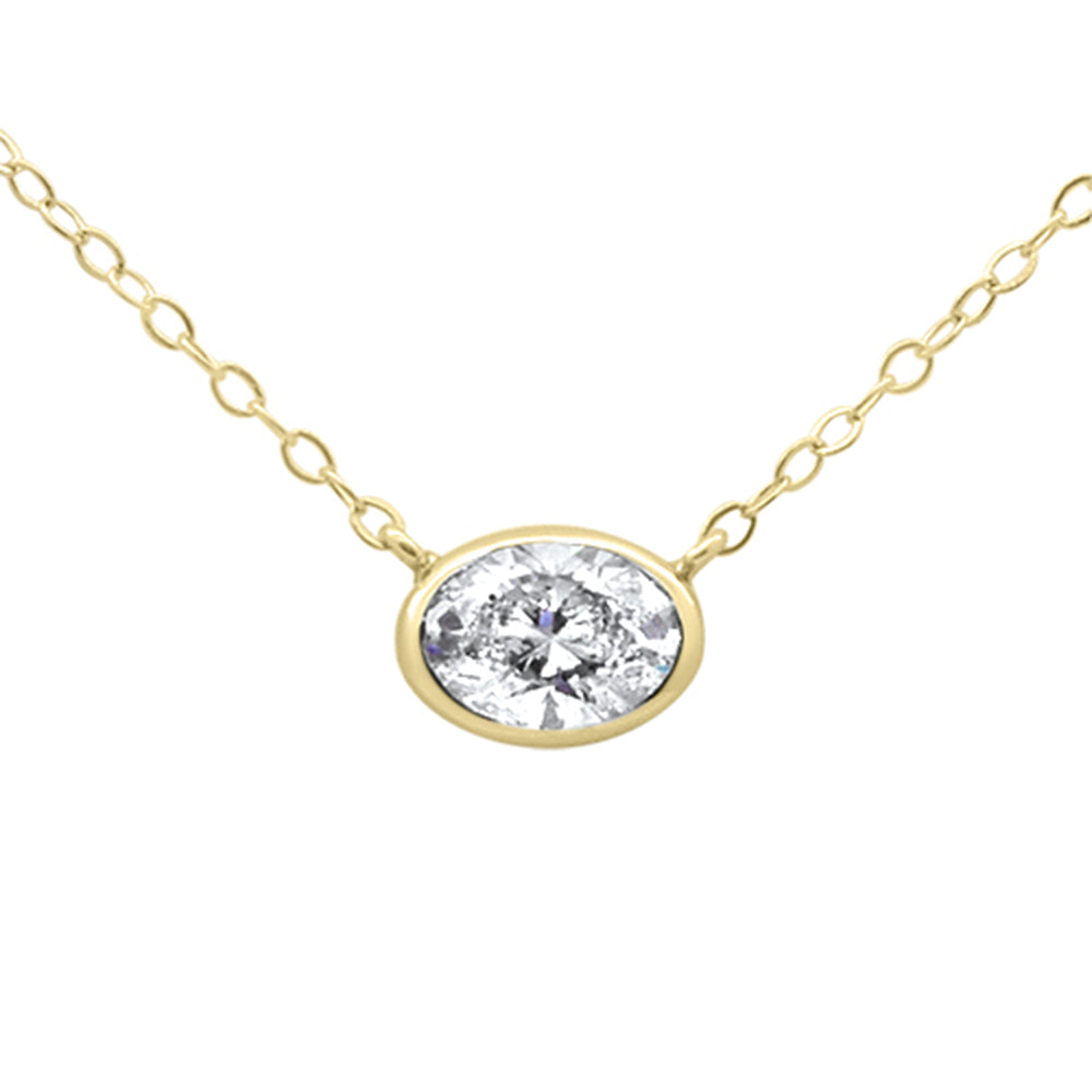 SPECIAL!.30ct G SI 14K Yellow Gold Diamond Oval Cut Solitaire Pendant Necklace 18" Long