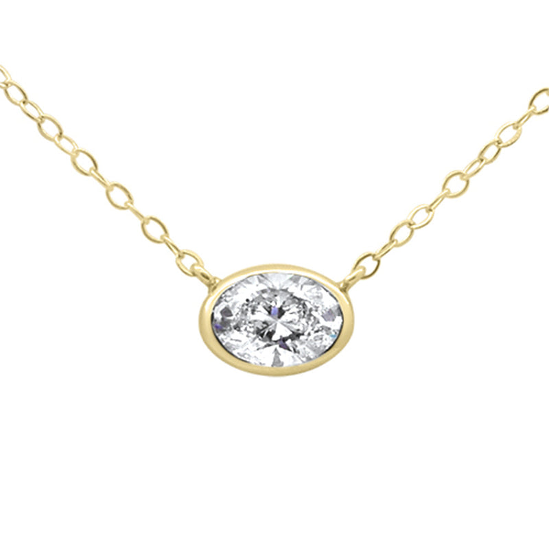SPECIAL!.30ct G SI 14K Yellow Gold Diamond Oval Cut Solitaire Pendant Necklace 18" Long