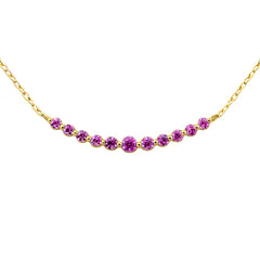 .33ct G SI 14K Yellow Gold Pink Sapphire Gemstone Bar Pendant Necklace 18" Long