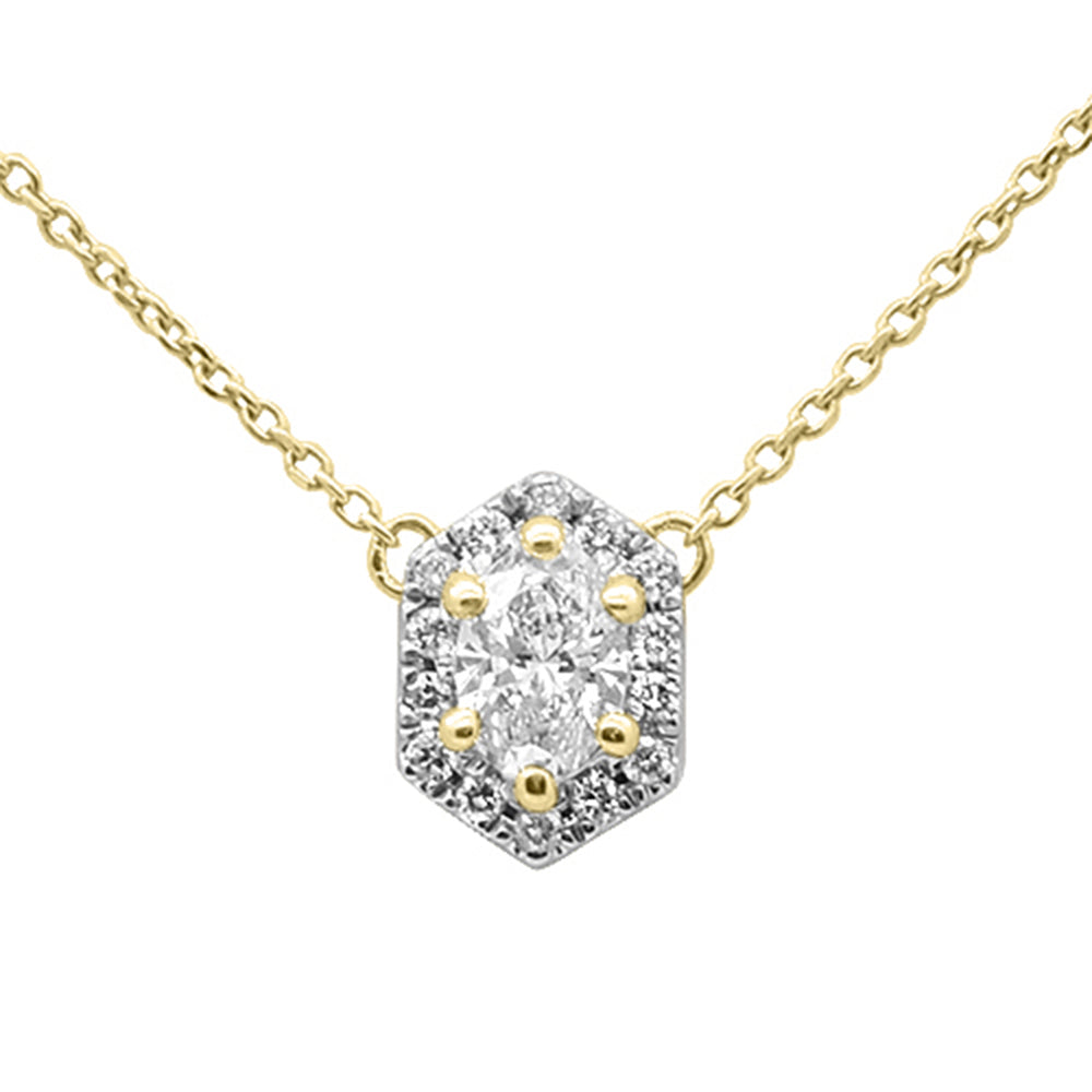 SPECIAL! .53ct G SI 14K Yellow Gold Oval Cut Diamond Pendant Necklace 16+2" Ext. Long Chain
