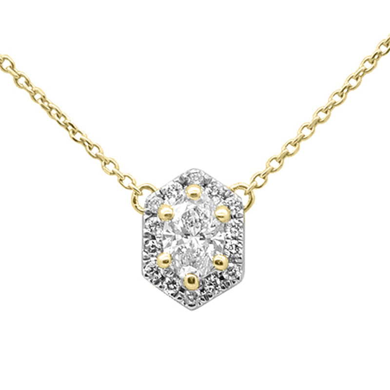 SPECIAL! .53ct G SI 14K Yellow Gold Oval Cut Diamond Pendant Necklace 16+2" Ext. Long Chain
