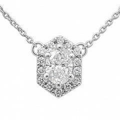 SPECIAL! .53ct G SI 14K White Gold Diamond Oval Shape Pendant Necklace 16+2" Ext. Long