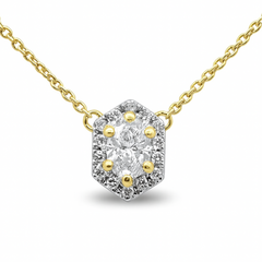 SPECIAL! .53ct G SI 14K Yellow Gold Oval Cut Diamond Pendant Necklace 16+2" Ext. Long Chain