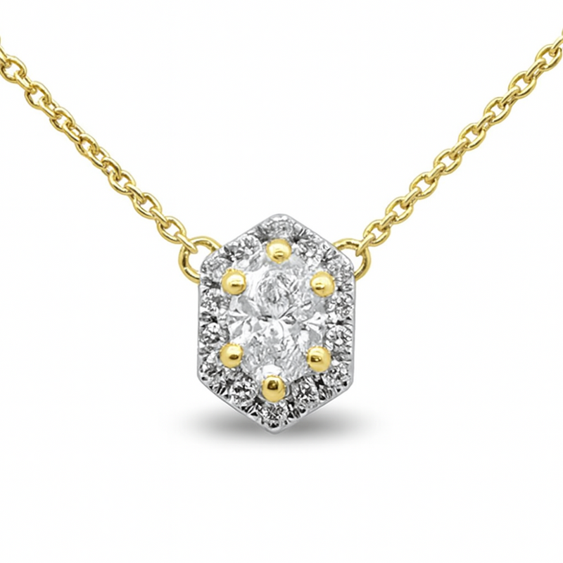 SPECIAL! .53ct G SI 14K Yellow Gold Oval Cut Diamond Pendant Necklace 16+2" Ext. Long Chain