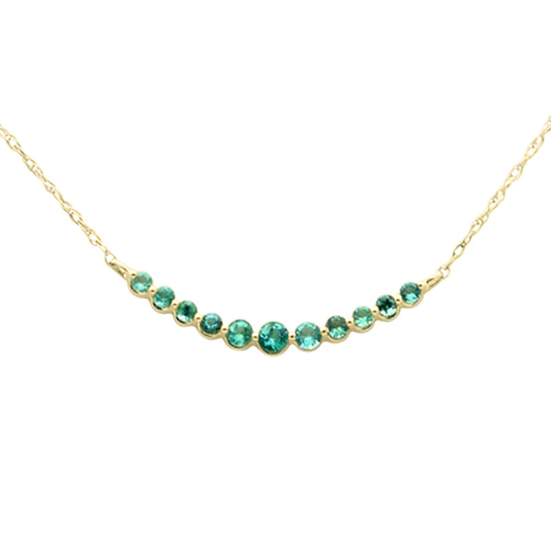 .24ct G SI 14kt Yellow Gold Natural Emerald Gemstone Journey Pendant Necklace 18" long