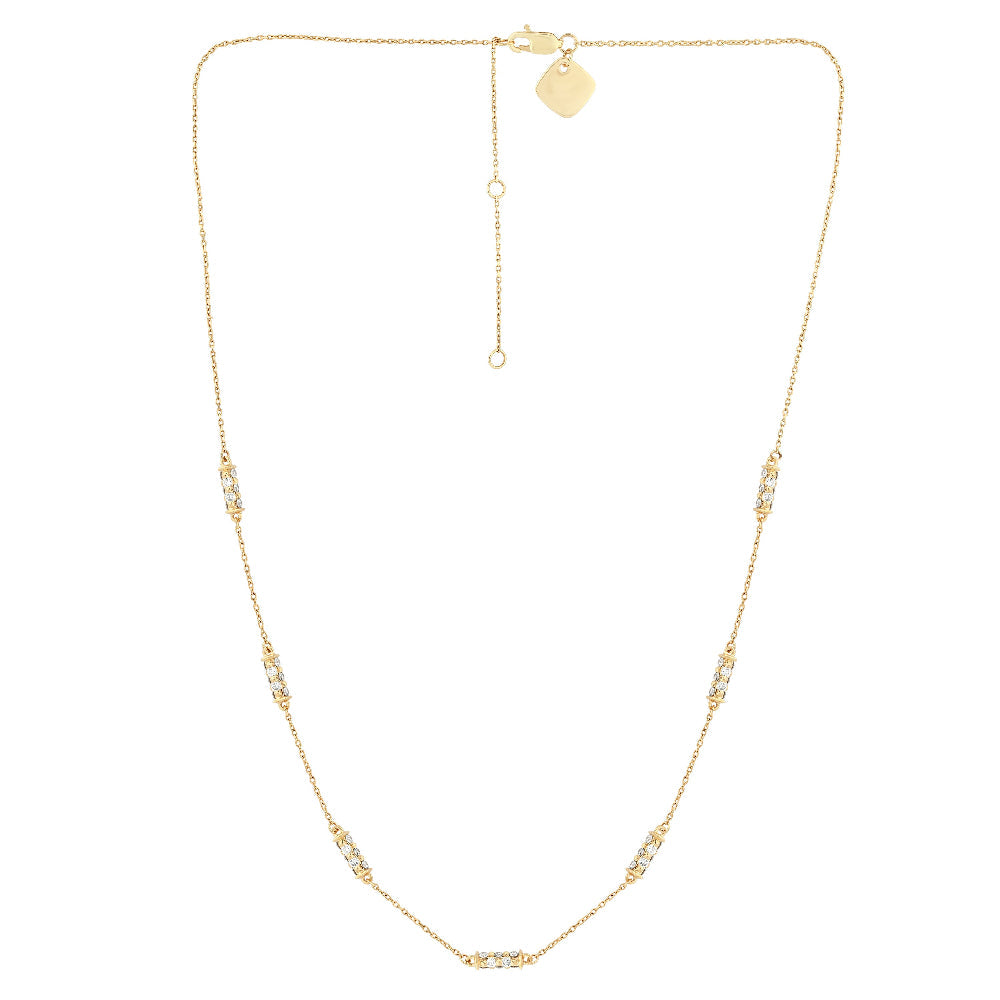 SPECIAL! 1.05ct G SI 14kt Yellow Gold Diamond Station Link Necklace 18" long