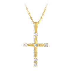 SPECIAL! .25ct G SI 14kt Yellow Gold Diamond Cross Pendant Necklace 18" long