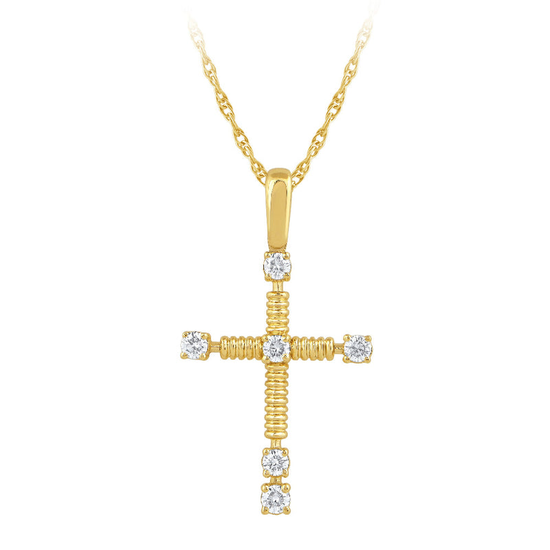 SPECIAL! .25ct G SI 14kt Yellow Gold Diamond Cross Pendant Necklace 18" long