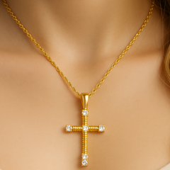 SPECIAL! .25ct G SI 14kt Yellow Gold Diamond Cross Pendant Necklace 18" long