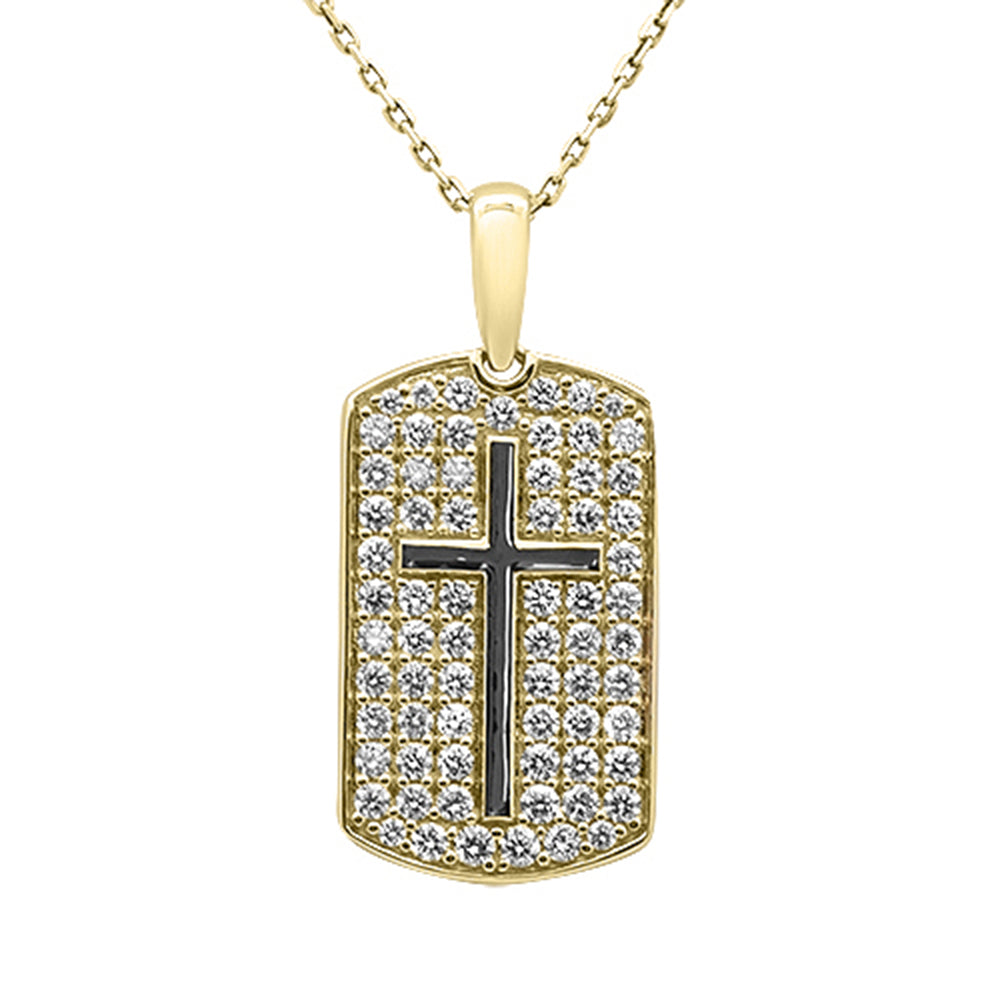 SPECIAL! .96ct G SI 14kt Yellow Gold Diamond Pave Set Cross Medallion Pendant Necklace 18" long