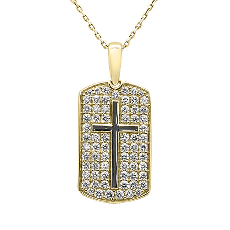 SPECIAL! .96ct G SI 14kt Yellow Gold Diamond Pave Set Cross Medallion Pendant Necklace 18" long