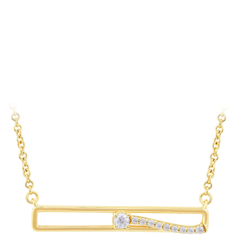SPECIAL! .10ct G SI 14kt Yellow Gold Diamond Bar Pendant Necklace 18" long