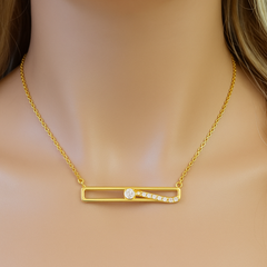 SPECIAL! .10ct G SI 14kt Yellow Gold Diamond Bar Pendant Necklace 18" long