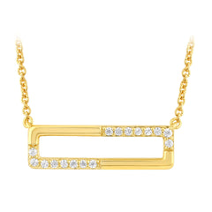 .SPECIAL!12ct G SI 14kt Yellow Gold Diamond Bar Pendant Necklace 18" long