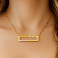 .SPECIAL!12ct G SI 14kt Yellow Gold Diamond Bar Pendant Necklace 18" long