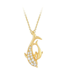 SPECIAL! .13ct G SI 14kt Yellow Gold Diamond Dolphin Pendant Necklace 18" long
