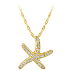SPECIAL! .16ct G SI 14kt Yellow Gold Diamond Starfish Pendant Necklace 18" long