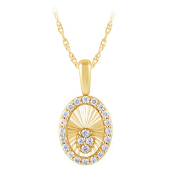SPECIAL!.22ct G SI 14kt Yellow Gold Diamond Oval Shape Disc Medallion Pendant Necklace 18" long