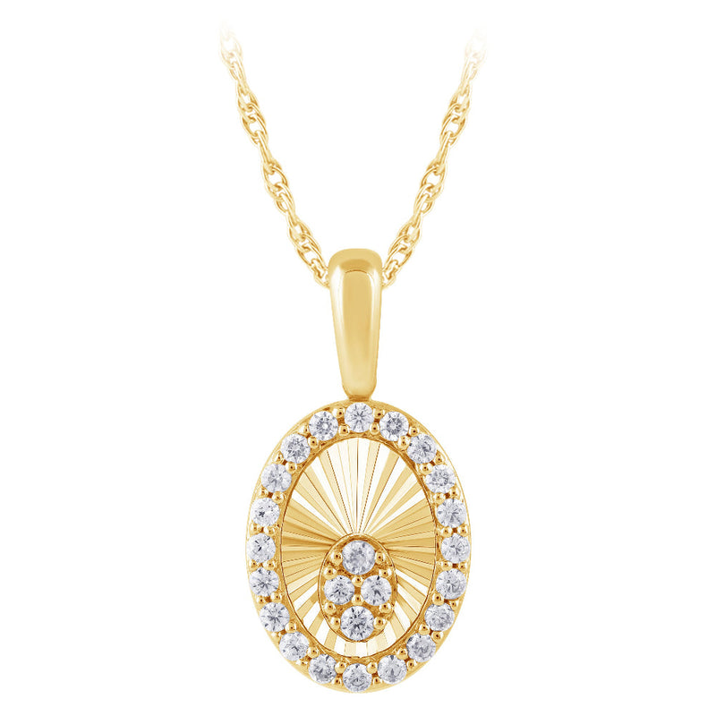 SPECIAL!.22ct G SI 14kt Yellow Gold Diamond Oval Shape Disc Medallion Pendant Necklace 18" long