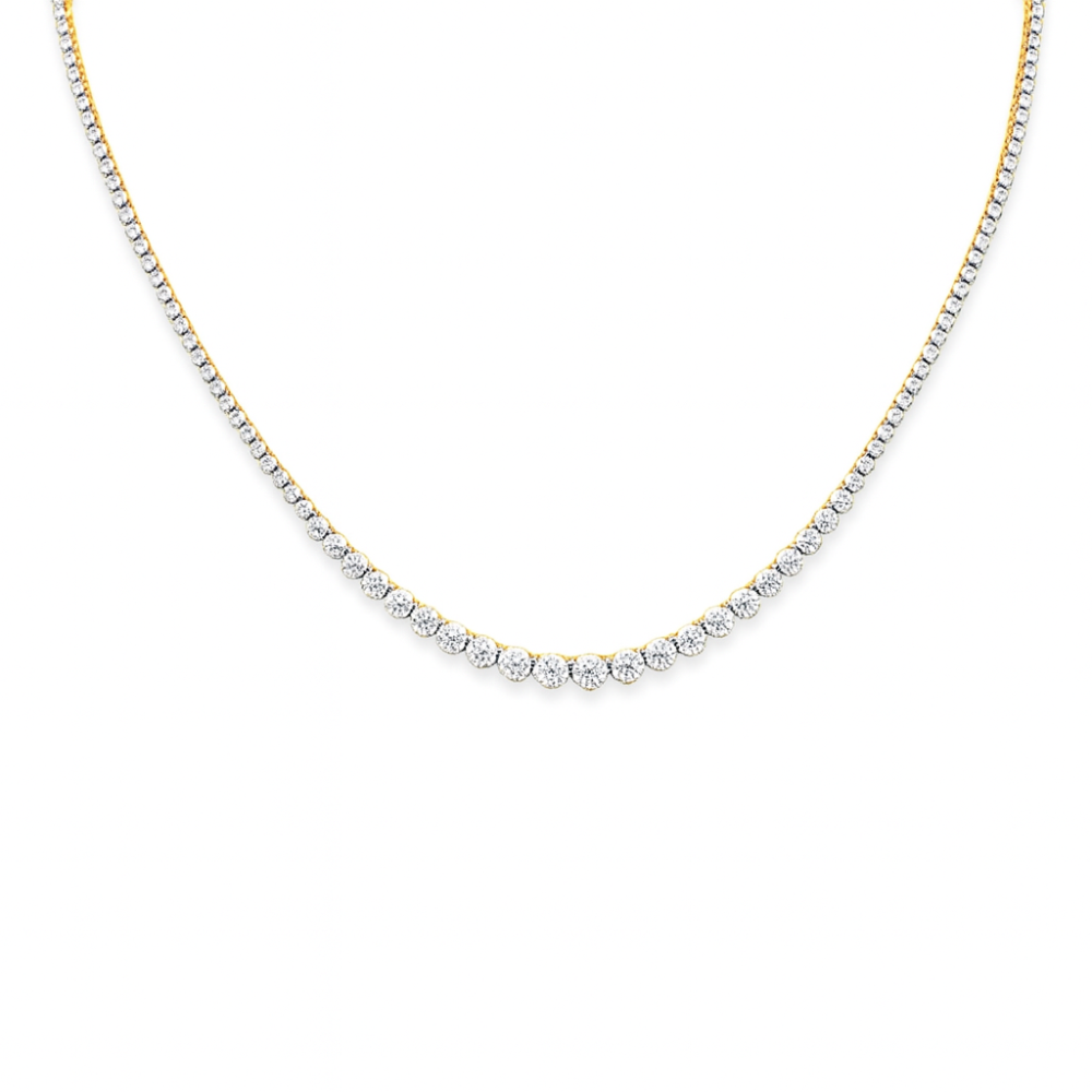 SPECIAL! 3.02ct G SI 14kt Yellow Gold Diamond Riviera Necklace 16" Long