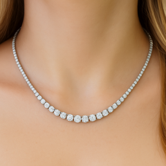 SPECIAL! 5.01ct G SI 14kt White Gold Round Diamond Riviera Necklace 16" Long