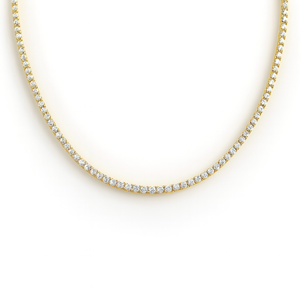 SPECIAL! 2.98ct G SI 14kt Yellow Gold Round Diamond Tennis Necklace 16" Long