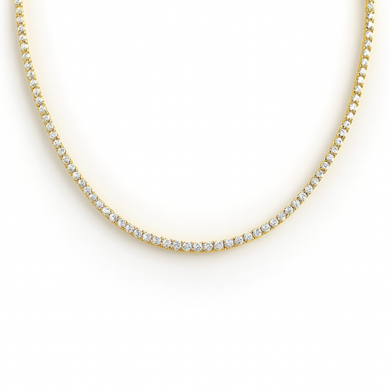SPECIAL! 2.98ct G SI 14kt Yellow Gold Round Diamond Tennis Necklace 16" Long