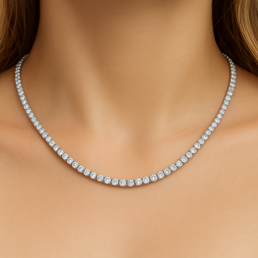 SPECIAL! 3.13ct G SI 14kt White Gold Diamond Tennis Necklace 16" Long
