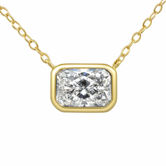 SPECIAL!.70ct G SI 14K Yellow Gold Bezel Set Radiant Cut Diamond Solitaire Pendant Necklace  18" Long