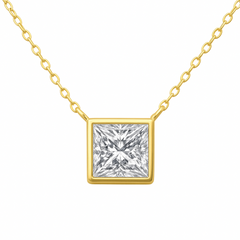 SPECIAL!.60ct G SI 14K Yellow Gold Princess Cut Diamond Pendant 18" Long
