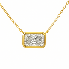 SPECIAL!.80ct G SI 14K Yellow Gold Bezel Set Radiant Cut Diamond Pendant 18" Long