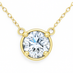 SPECIAL! 1.26ct G SI 14kt Yellow Gold Round Diamond Bezel Pendant Necklace 18"