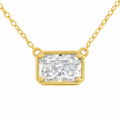 SPECIAL! 1.01ct G SI 14kt Yellow Gold Bezel Set Radiant Cut Diamond Pendant Necklace 18"