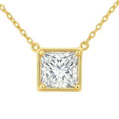 SPECIAL! 1.04ct G SI 14kt Yellow Gold Diamond Princess Cut Pendant Necklace 18" long